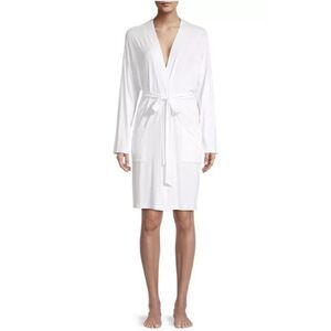 New  Barefoot Dreams Luxe Milk Jersey Short Robe women's size Medium  White